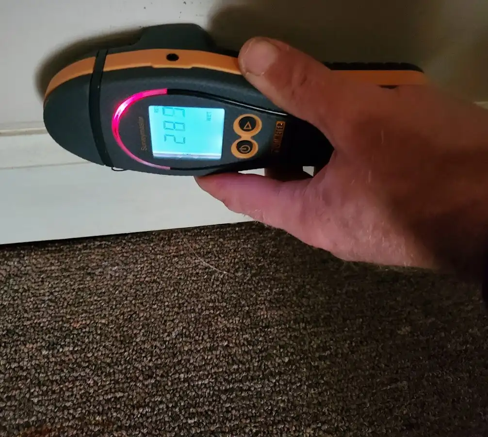 Moisture detection at baseboard during Burst Pipe Cleanup in Yarmouth